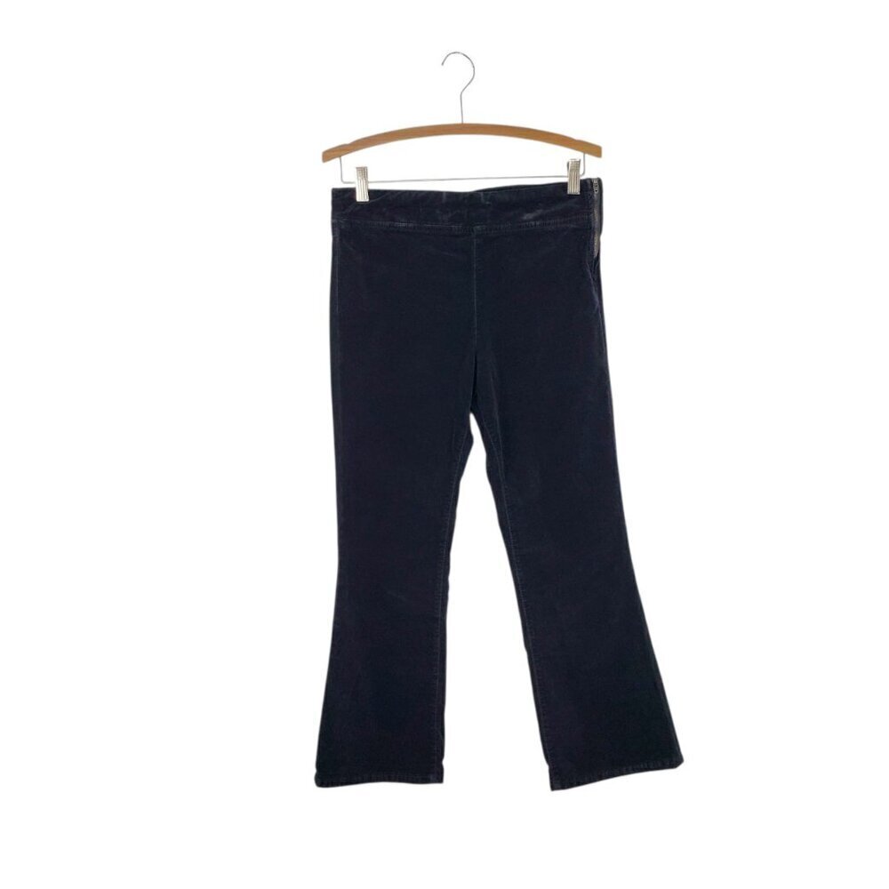 Free People In My Feelings Velvet Crop Slim Flare Pants Black Side Zip Small